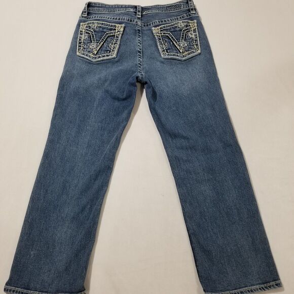Vigoss Jeans Womens 10 Crop Straight High Rise Capri Medium Wash Stars - Picture 3 of 11